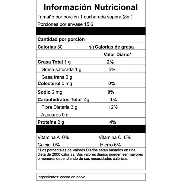 Cacao en polvo sin azúcar (100% natural)
