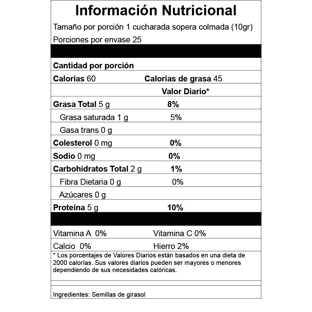 Total 66+ imagen tabla nutricional de la semilla de girasol